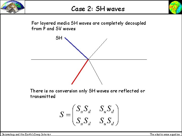 Case 2: SH waves For layered media SH waves are completely decoupled from P