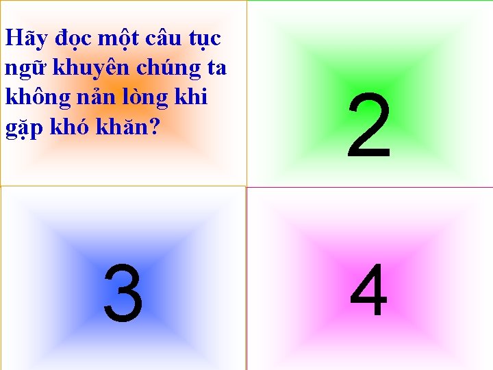 Hãy đọc một câu tục ngữ khuyên chúng ta không nản lòng khi gặp