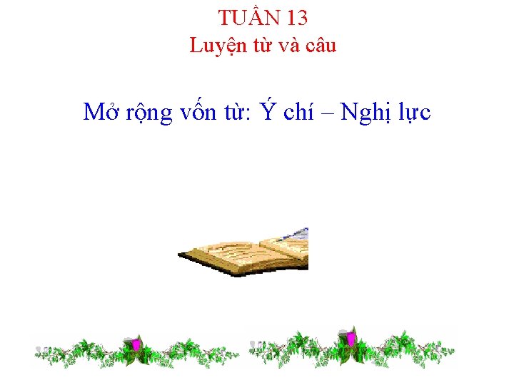 TUẦN 13 Luyện từ và câu Mở rộng vốn từ: Ý chí – Nghị