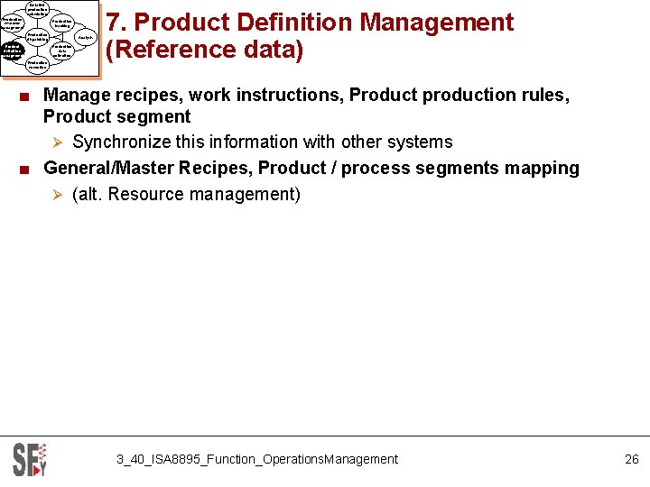 Detailed production scheduling Production resource management Production tracking Production dispatching Product definition management Analysis