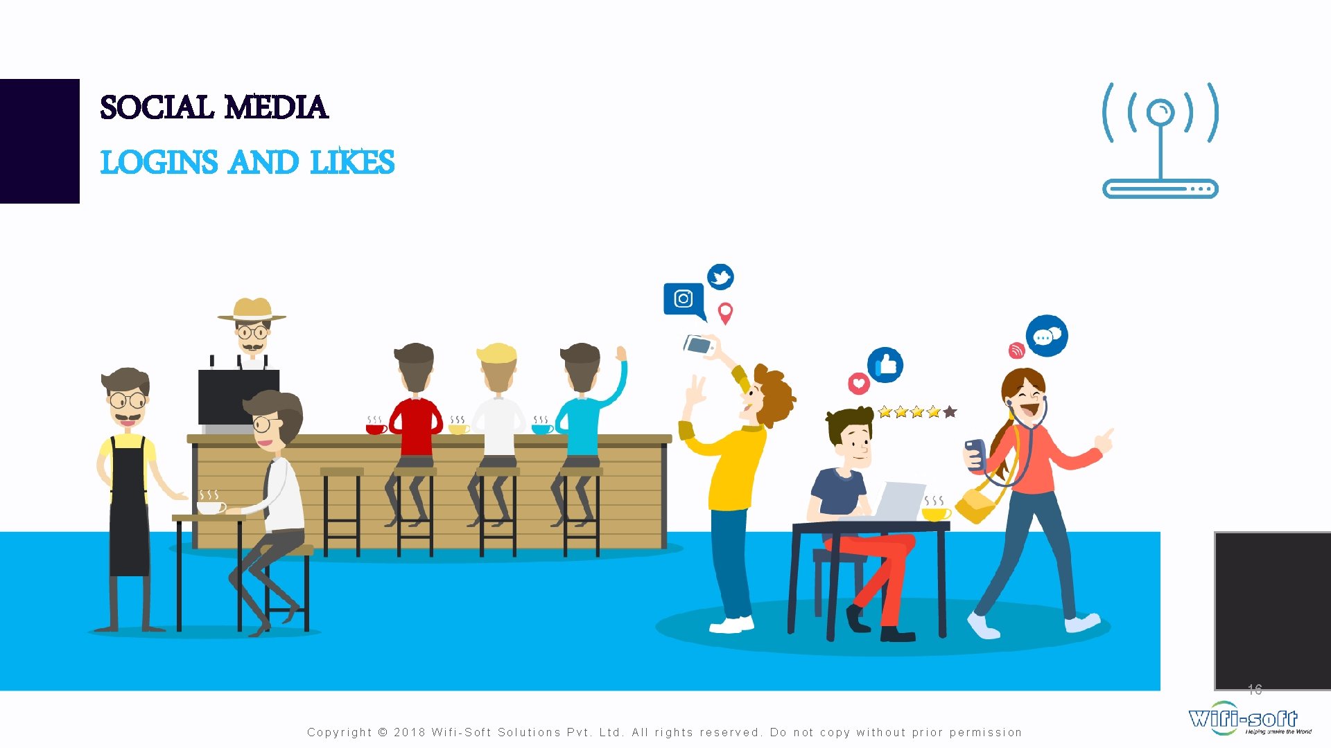 SOCIAL MEDIA LOGINS AND LIKES 16 Copyright © 2018 Wifi-Soft Solutions Pvt. Ltd. All SOCIAL MEDIA LOGINS AND LIKES 16 Copyright © 2018 Wifi-Soft Solutions Pvt. Ltd. All