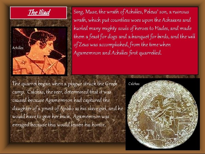 The Iliad Achilles Sing, Muse, the wrath of Achilles, Peleus’ son, a ruinous wrath,