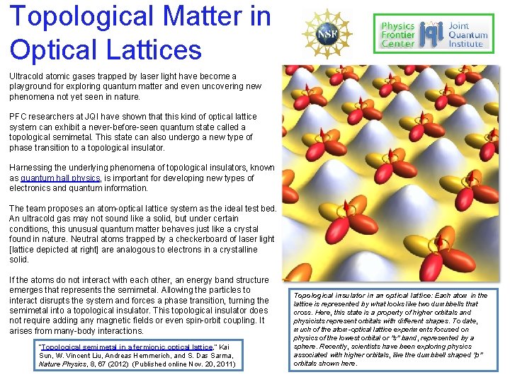 Topological Matter in Optical Lattices Ultracold atomic gases trapped by laser light have become