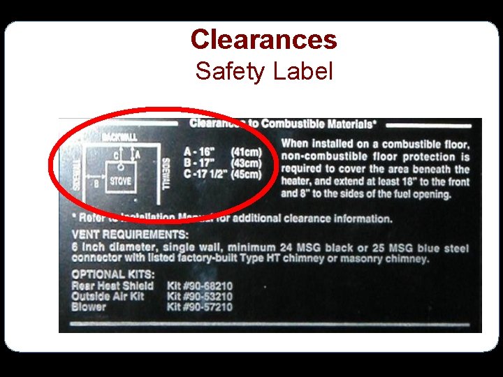 Clearances Safety Label 