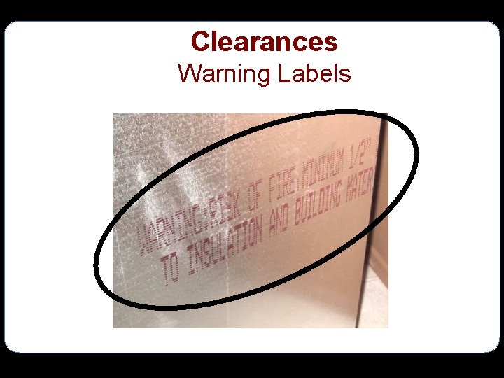 Clearances Warning Labels 
