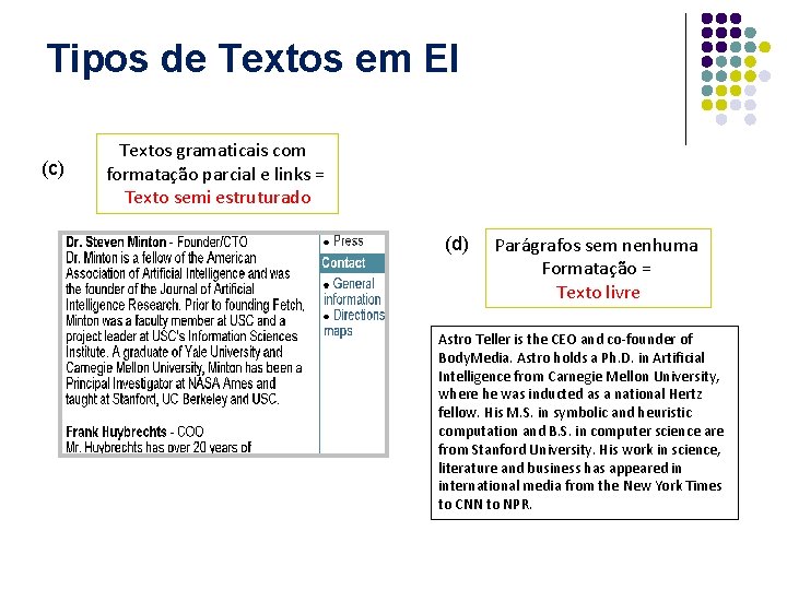 Tipos de Textos em EI (c) Textos gramaticais com formatação parcial e links =