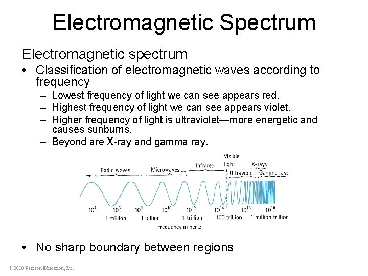 Electromagnetic Spectrum Electromagnetic spectrum • Classification of electromagnetic waves according to frequency – Lowest