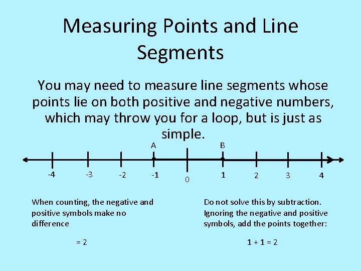 Measuring Points and Line Segments You may need to measure line segments whose points