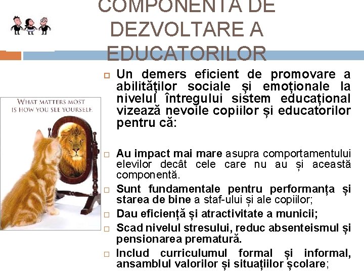 COMPONENTA DE DEZVOLTARE A EDUCATORILOR Un demers eficient de promovare a abilităților sociale și