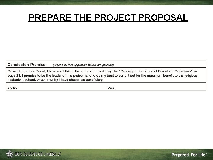 PREPARE THE PROJECT PROPOSAL 