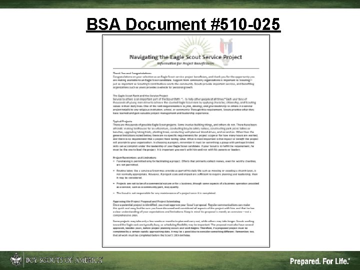 BSA Document #510 -025 