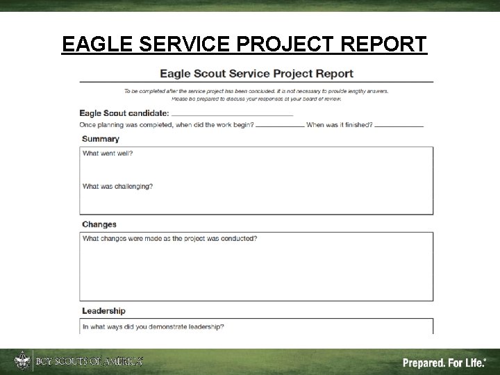EAGLE SERVICE PROJECT REPORT 