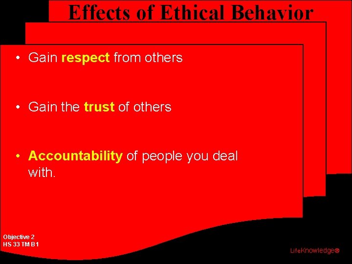 Effects of Ethical Behavior • Gain respect from others • Gain the trust of