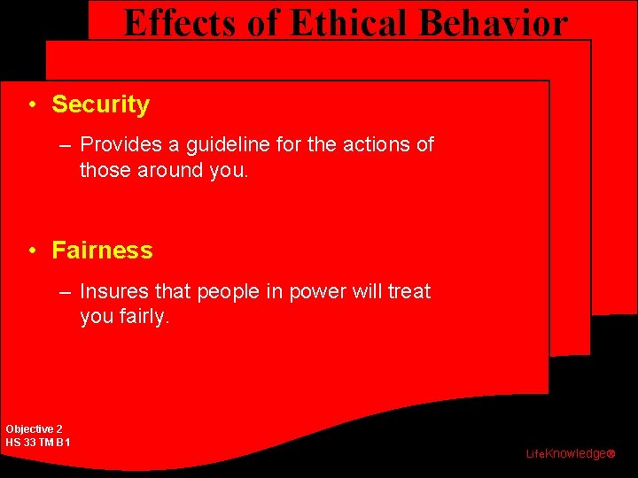 Effects of Ethical Behavior • Security – Provides a guideline for the actions of