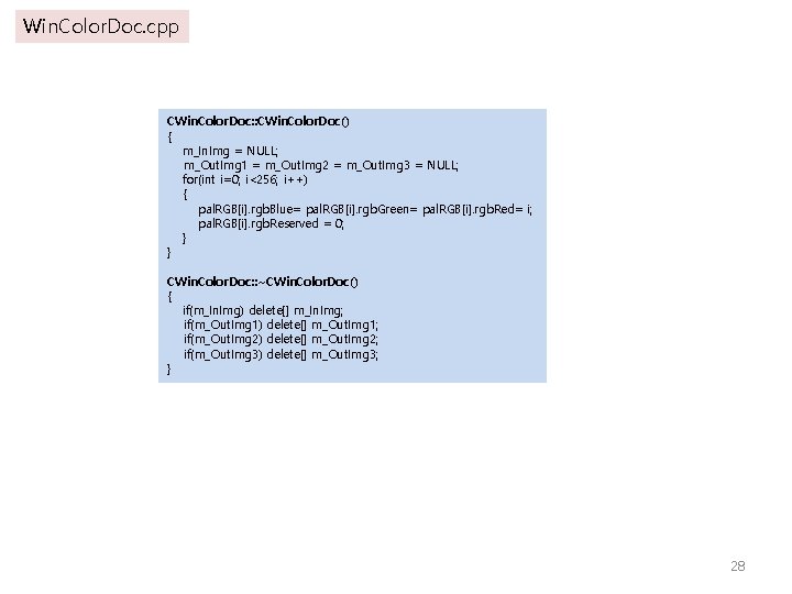 Win. Color. Doc. cpp CWin. Color. Doc: : CWin. Color. Doc() { m_In. Img