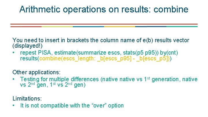 Arithmetic operations on results: combine You need to insert in brackets the column name