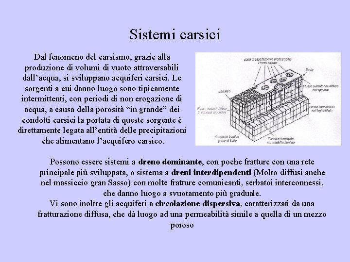 Sistemi carsici Dal fenomeno del carsismo, grazie alla produzione di volumi di vuoto attraversabili