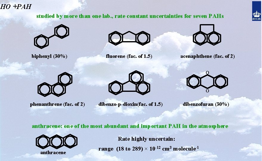 HO +PAH studied by more than one lab. , rate constant uncertainties for seven