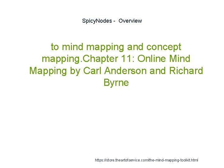 Spicy. Nodes - Overview to mind mapping and concept mapping. Chapter 11: Online Mind