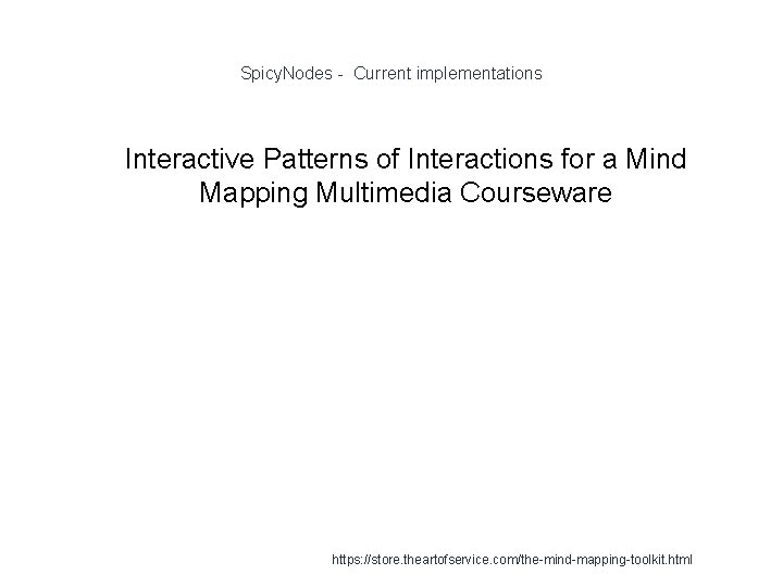 Spicy. Nodes - Current implementations 1 Interactive Patterns of Interactions for a Mind Mapping