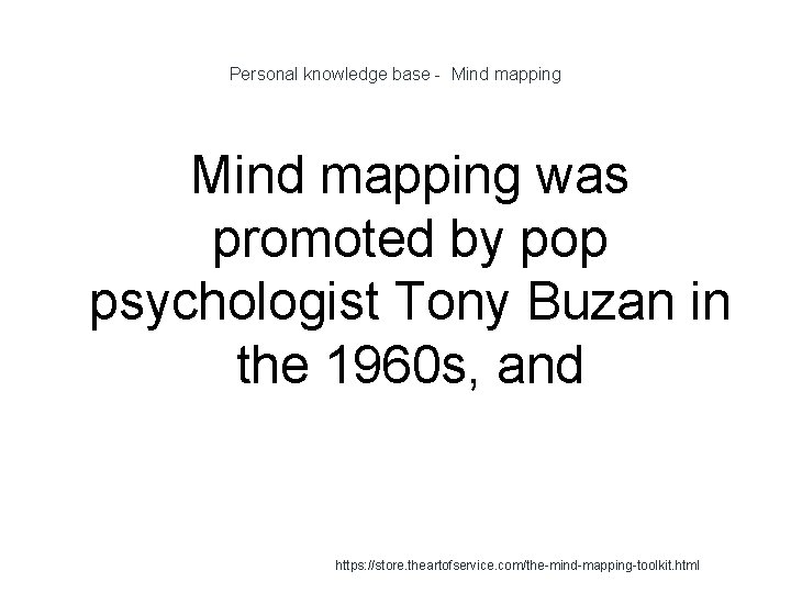 Personal knowledge base - Mind mapping was promoted by pop psychologist Tony Buzan in