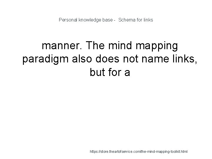 Personal knowledge base - Schema for links manner. The mind mapping paradigm also does
