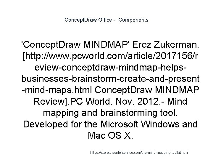 Concept. Draw Office - Components 1 'Concept. Draw MINDMAP' Erez Zukerman. [http: //www. pcworld.