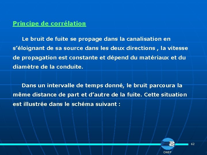 Principe de corrélation Le bruit de fuite se propage dans la canalisation en s’éloignant