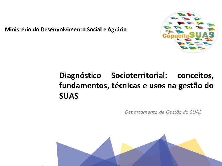 Ministério do Desenvolvimento Social e Agrário Diagnóstico Socioterritorial: conceitos, fundamentos, técnicas e usos na