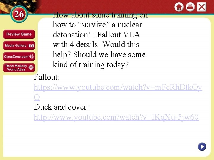How about some training on how to “survive” a nuclear detonation! : Fallout VLA