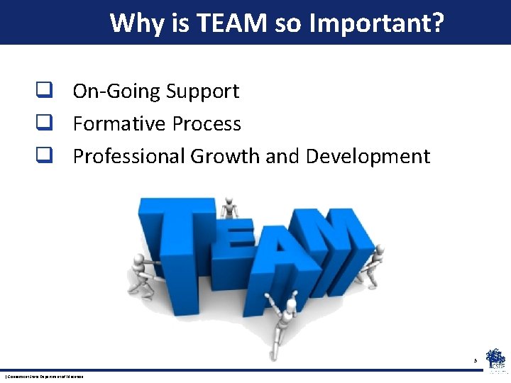 Why is TEAM so Important? q On-Going Support q Formative Process q Professional Growth