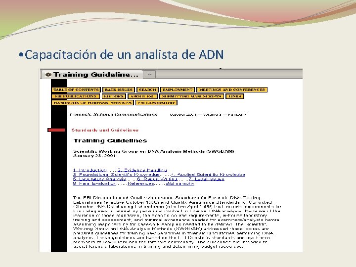  • Capacitación de un analista de ADN 