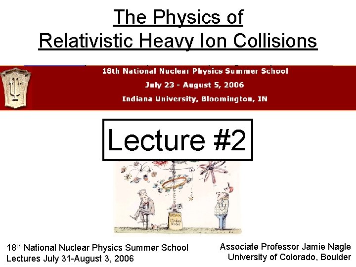 The Physics of Relativistic Heavy Ion Collisions Lecture #2 18 th National Nuclear Physics