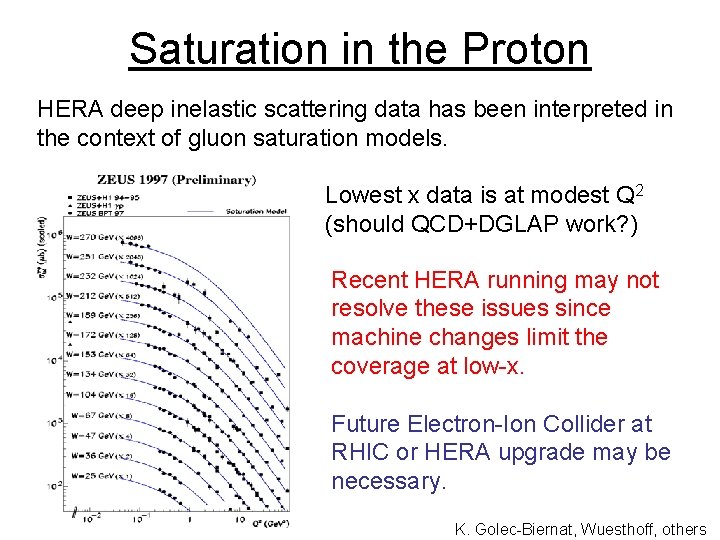 Saturation in the Proton HERA deep inelastic scattering data has been interpreted in the