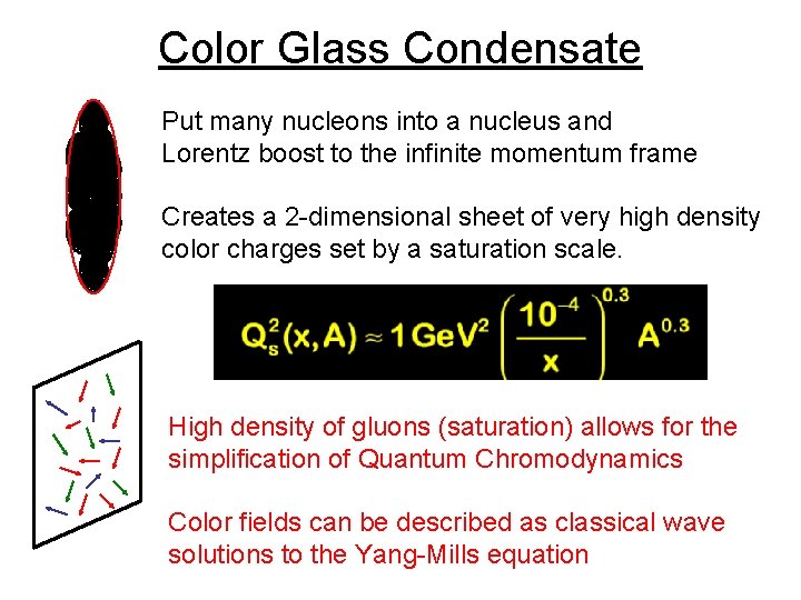 Color Glass Condensate Put many nucleons into a nucleus and Lorentz boost to the