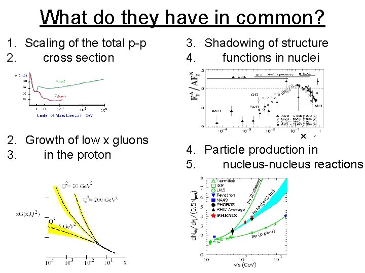 What do they have in common? 1. Scaling of the total p-p 2. cross