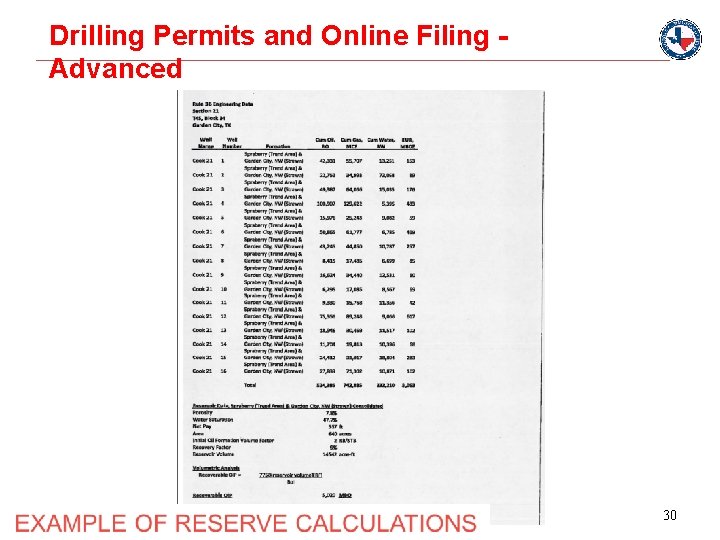 Drilling Permits and Online Filing Advanced 30 