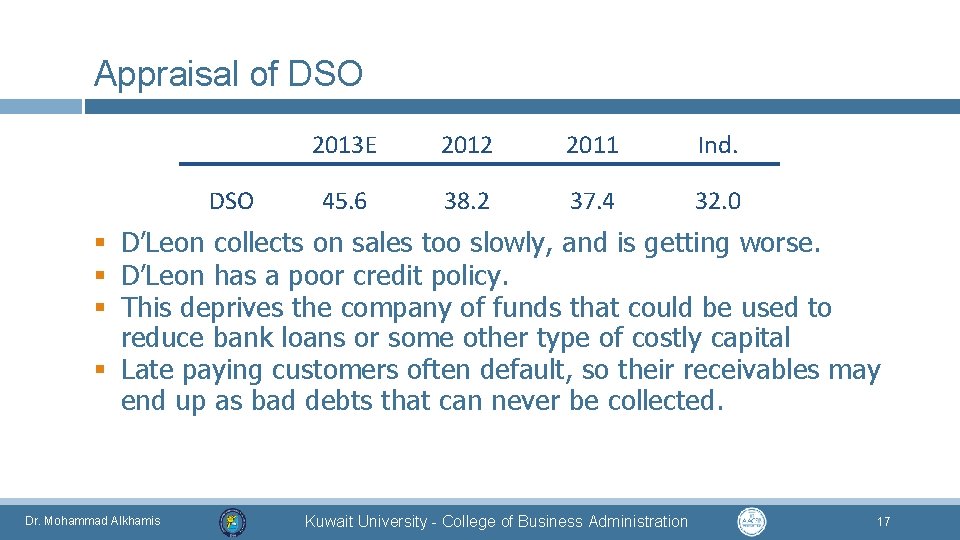 Appraisal of DSO 2013 E 2012 2011 Ind. 45. 6 38. 2 37. 4