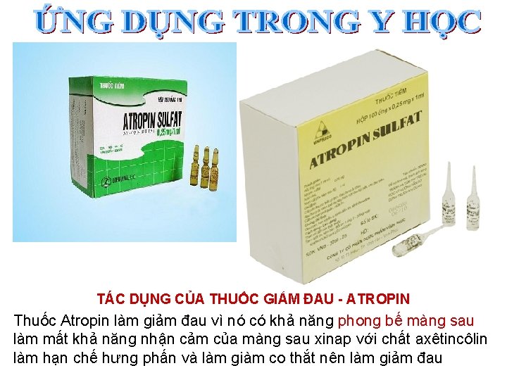 TÁC DỤNG CỦA THUỐC GIẢM ĐAU - ATROPIN Thuốc Atropin làm giảm đau vì