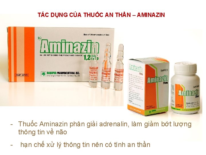 TÁC DỤNG CỦA THUỐC AN THẦN – AMINAZIN - Thuốc Aminazin phân giải adrenalin,