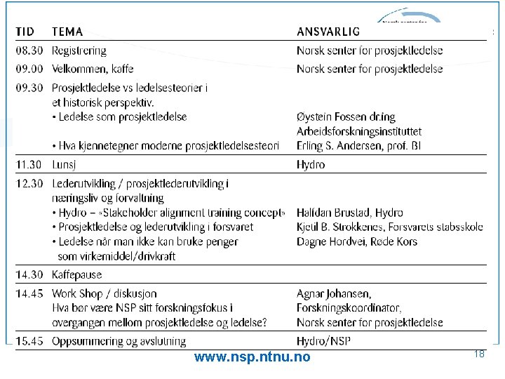www. nsp. ntnu. no 18 