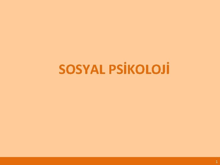 SOSYAL PSİKOLOJİ 1 