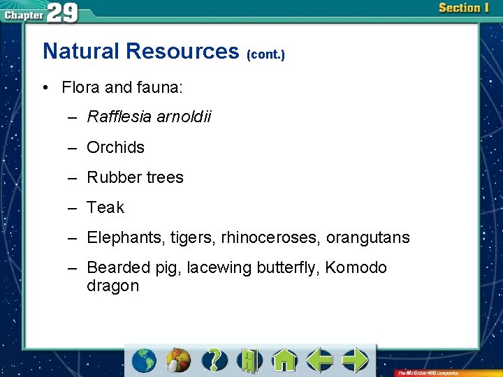 Natural Resources (cont. ) • Flora and fauna: – Rafflesia arnoldii – Orchids –