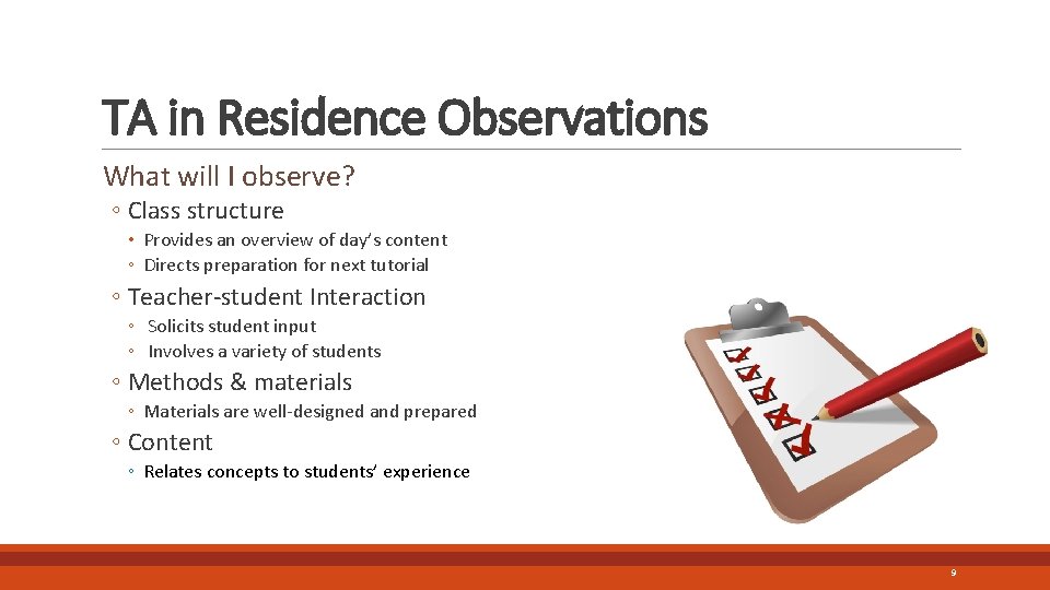 Ta Observation Examples Department of Computer Science TA Workshop Adapted from