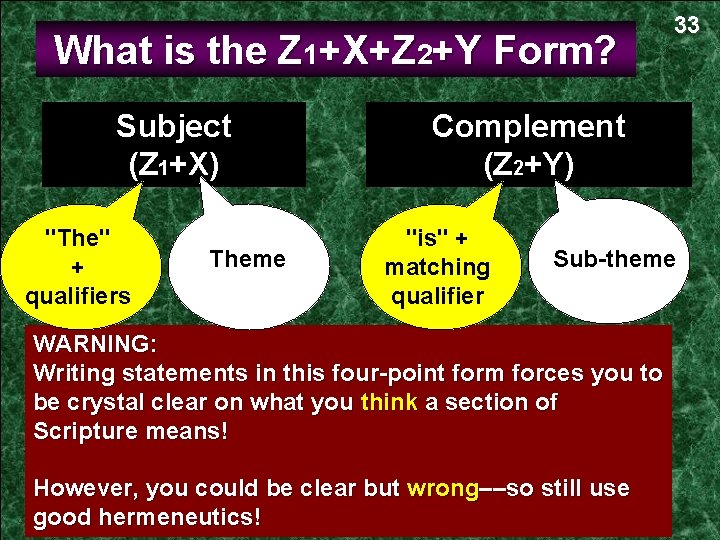 What is the Z 1+X+Z 2+Y Form? Subject (Z 1+X) "The" + qualifiers Theme