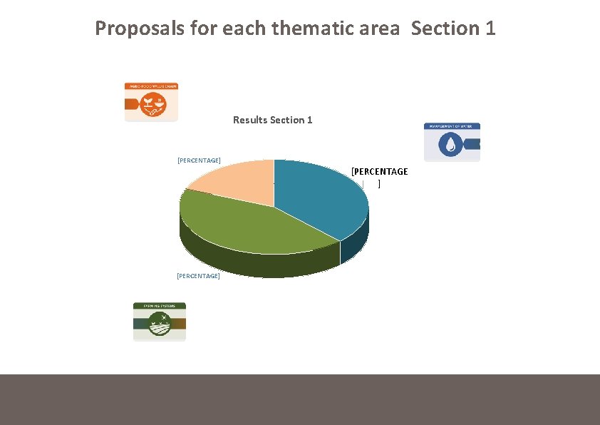Proposals for each thematic area Section 1 Results Section 1 [PERCENTAGE] [PERCENTAGE] 