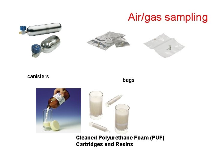Air/gas sampling canisters bags Cleaned Polyurethane Foam (PUF) Cartridges and Resins 