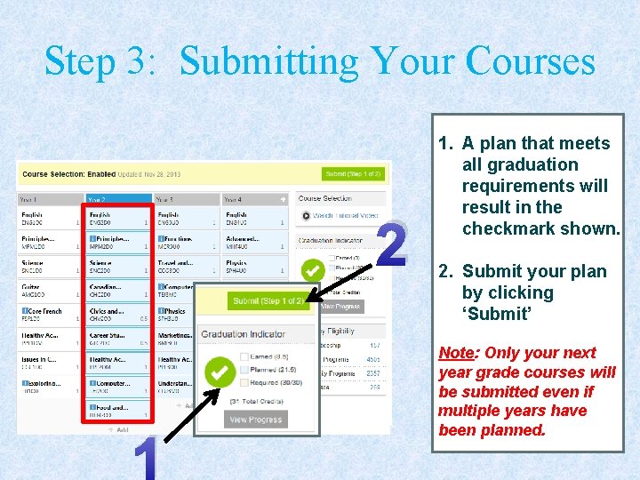 Step 3: Submitting Your Courses 2 1 1. A plan that meets all graduation