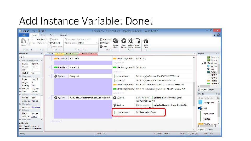 Add Instance Variable: Done! 