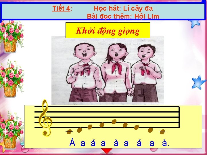 Tiết 4: Học hát: Lí cây đa Bài đọc thêm: Hội Lim Khởi động